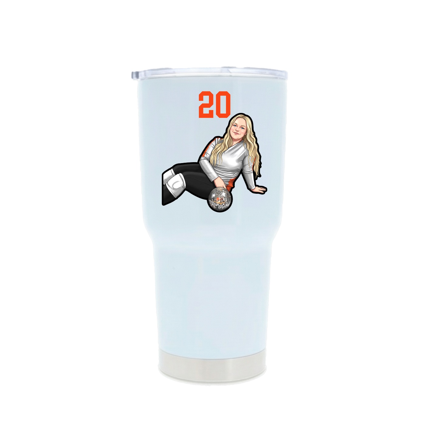 30oz Stainless Steel Tumbler — Number Top in White