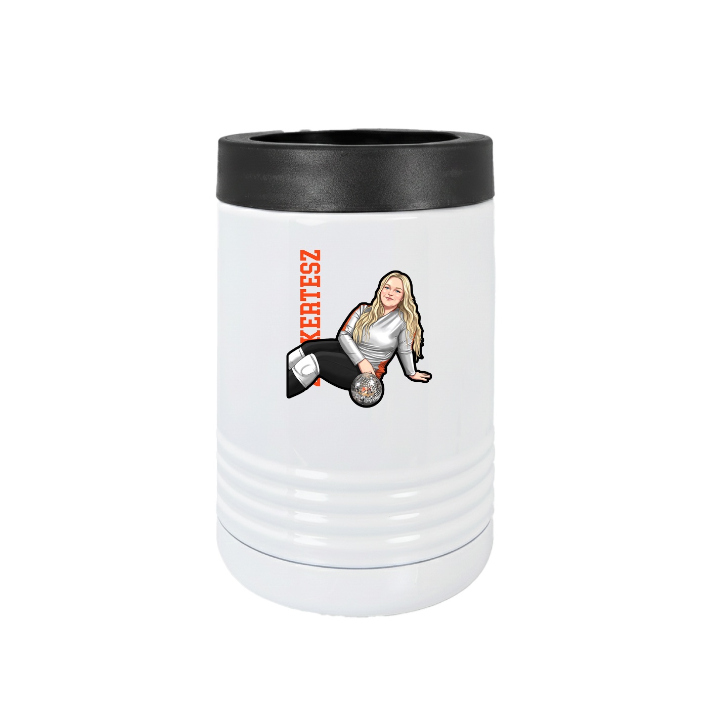 Beverage Holder — Name Vertical in White