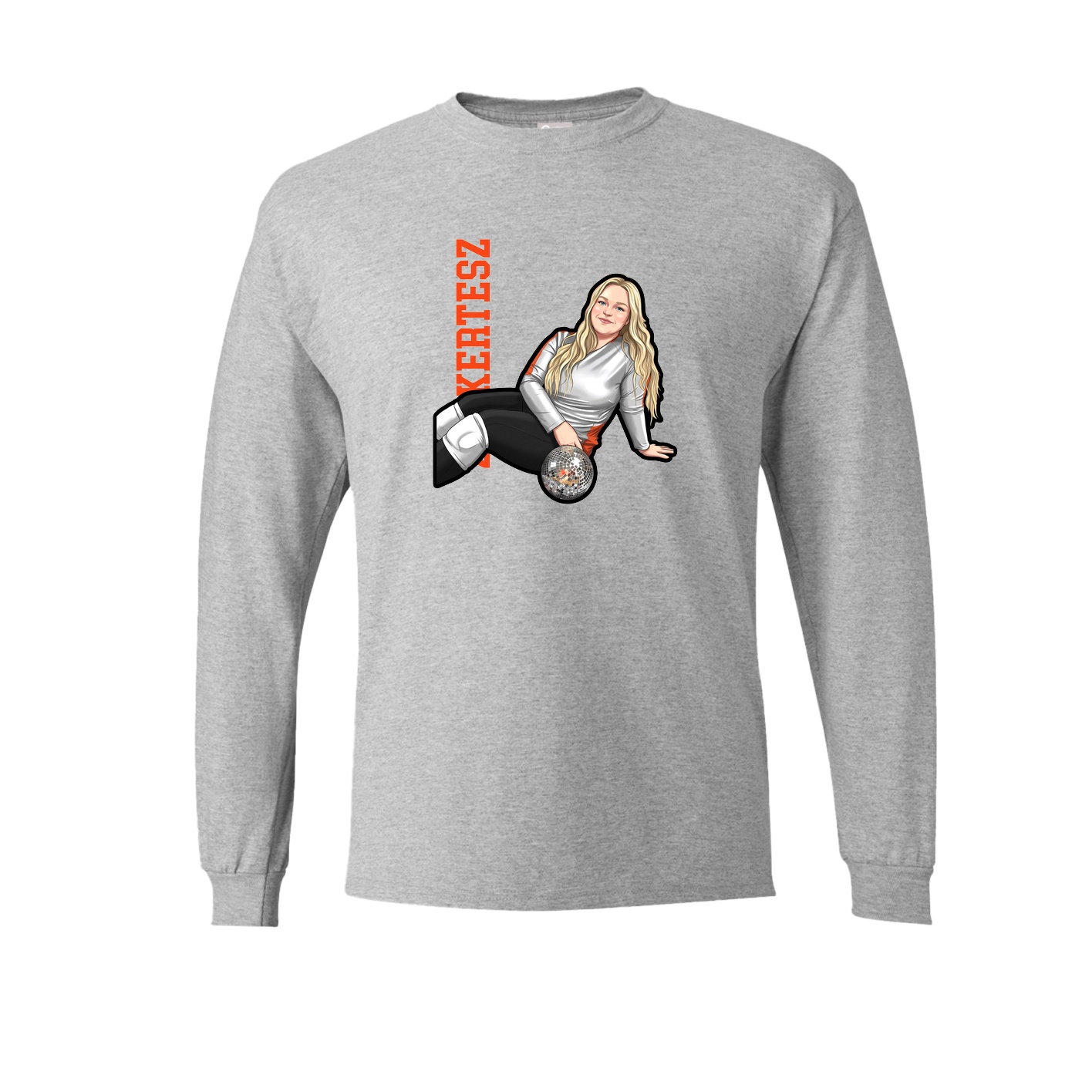 Long Sleeve Tee — Name Vertical in Grey