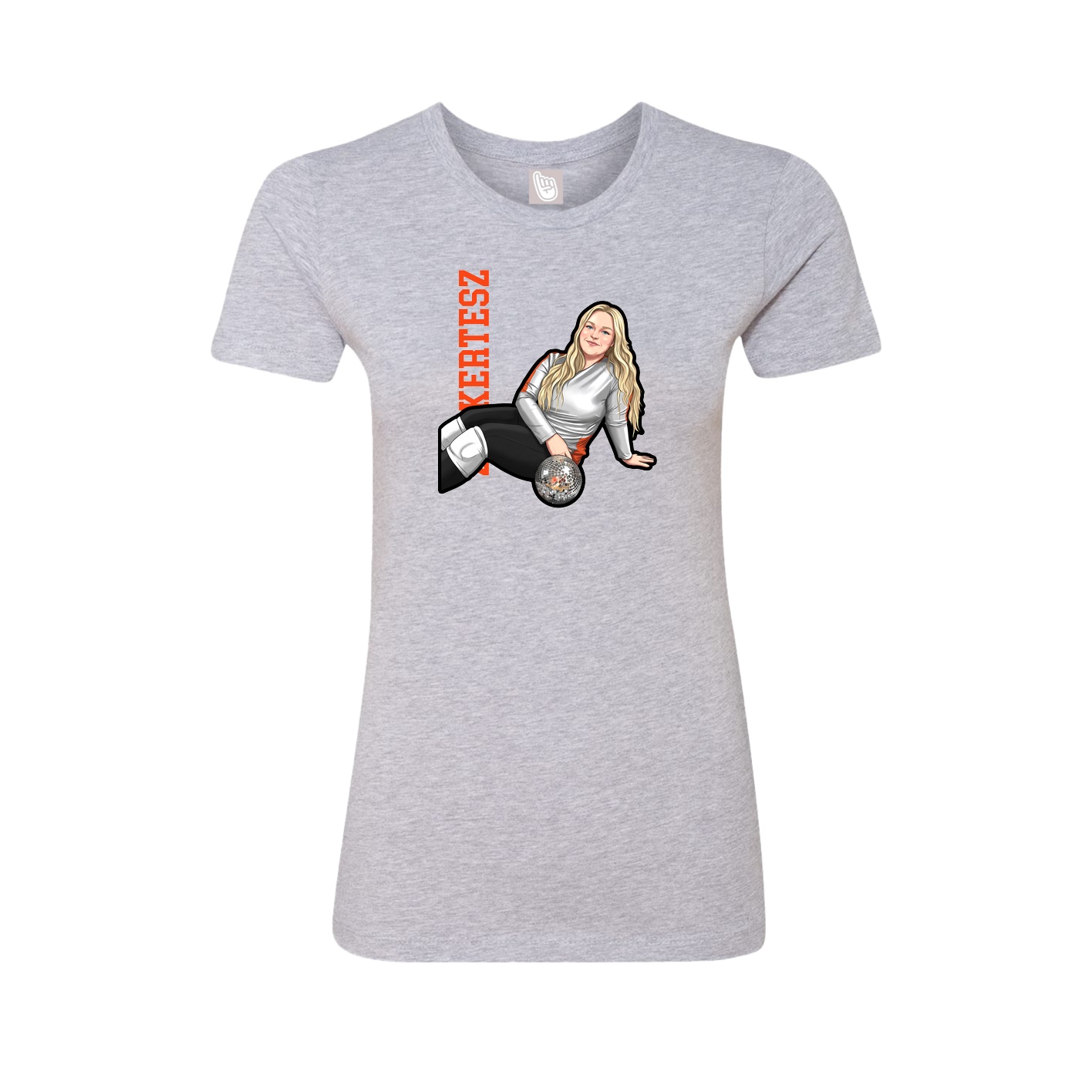 Fitted Women's Tee — Name Vertical in Grey