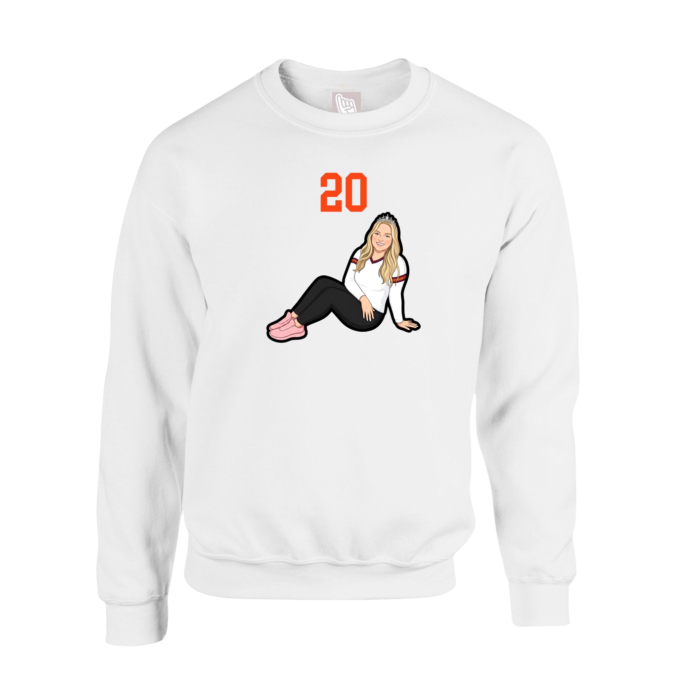 Fleece Crew — Number Top in White