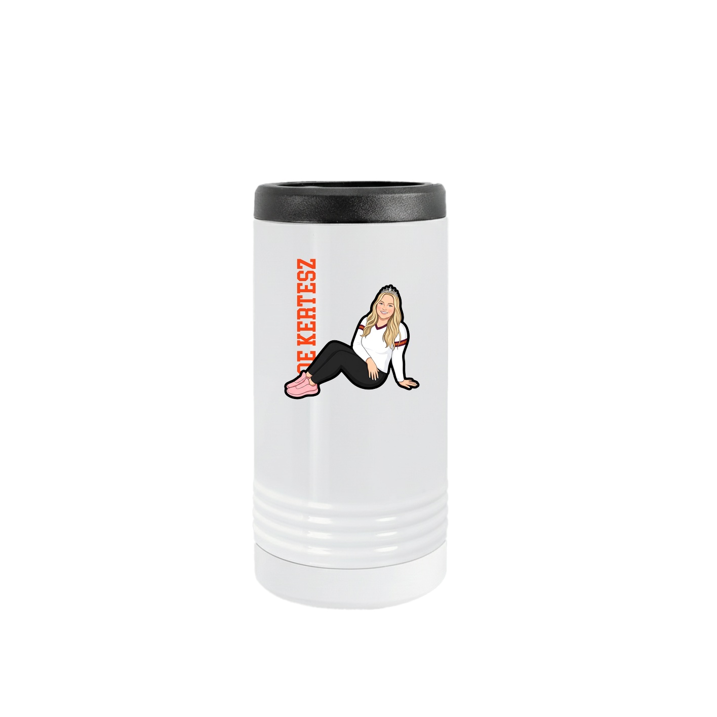 Slim Beverage Holder — Name Vertical in White