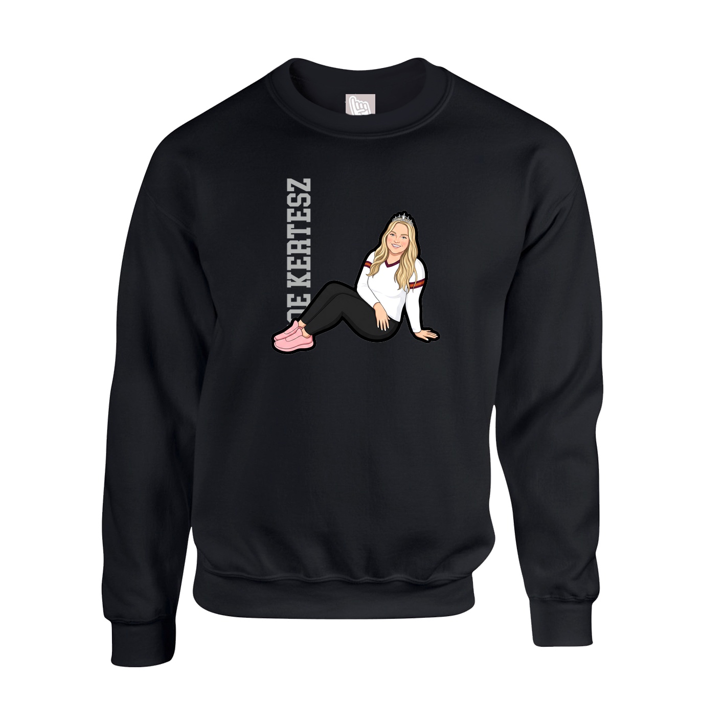 Fleece Crew — Name Vertical in Black