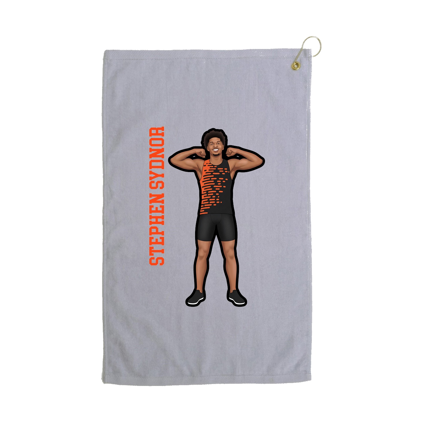 Golf Towel — Name Vertical in Grey