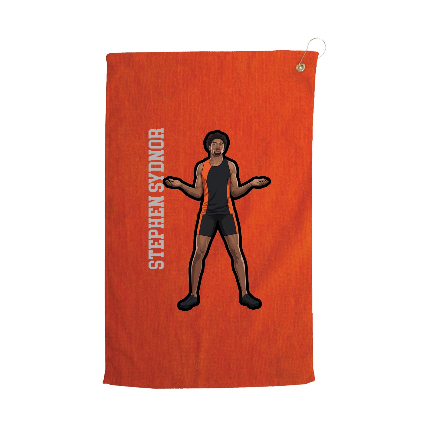 Golf Towel — Name Vertical in Orange