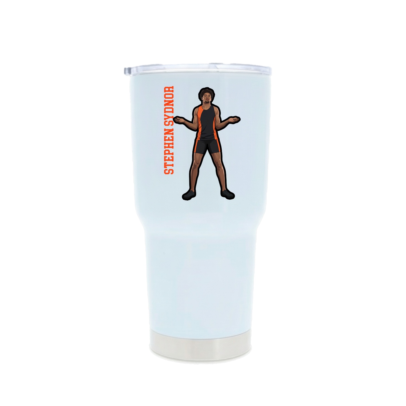 30oz Stainless Steel Tumbler — Name Vertical in White