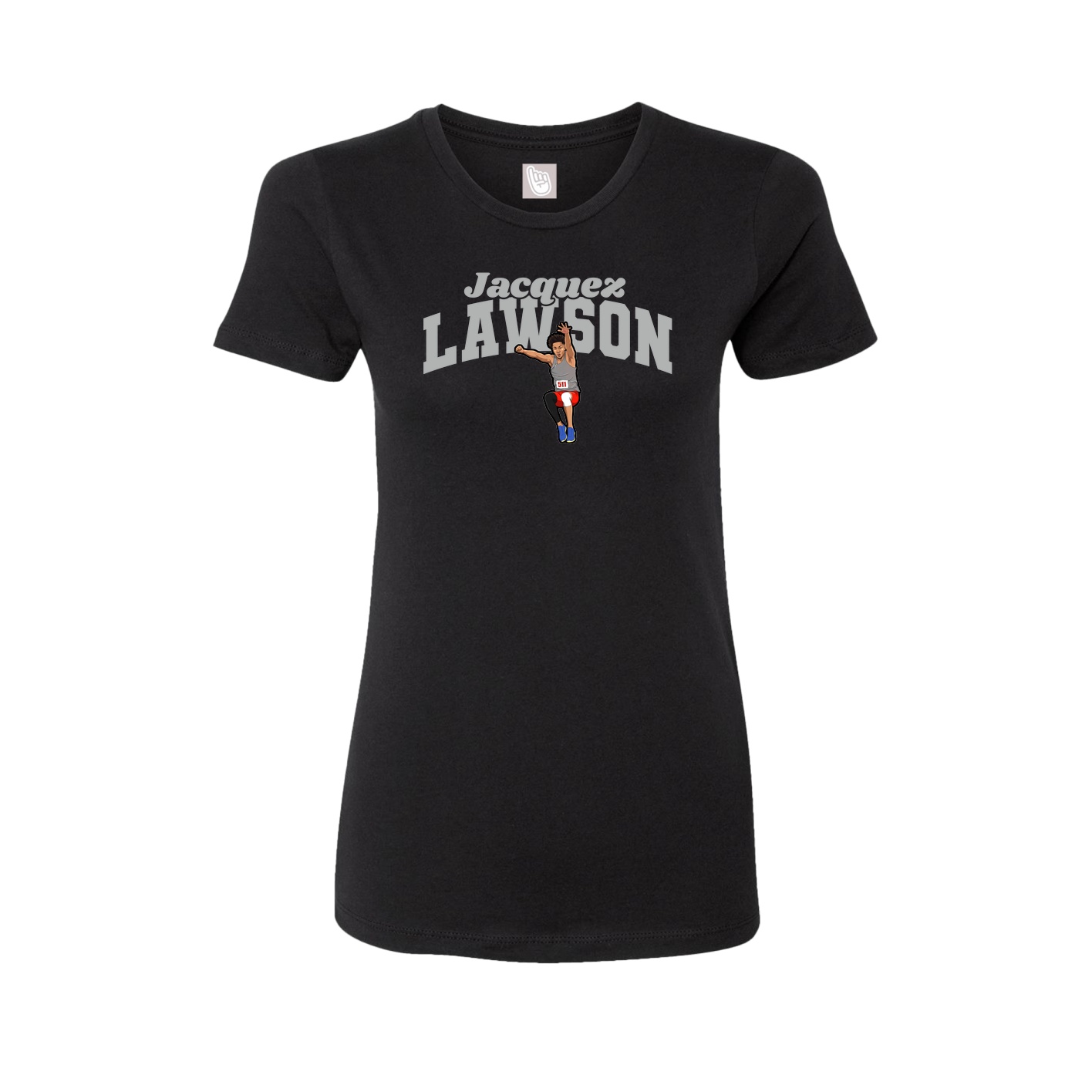 Fitted Women's Tee — Signature Arch in Black