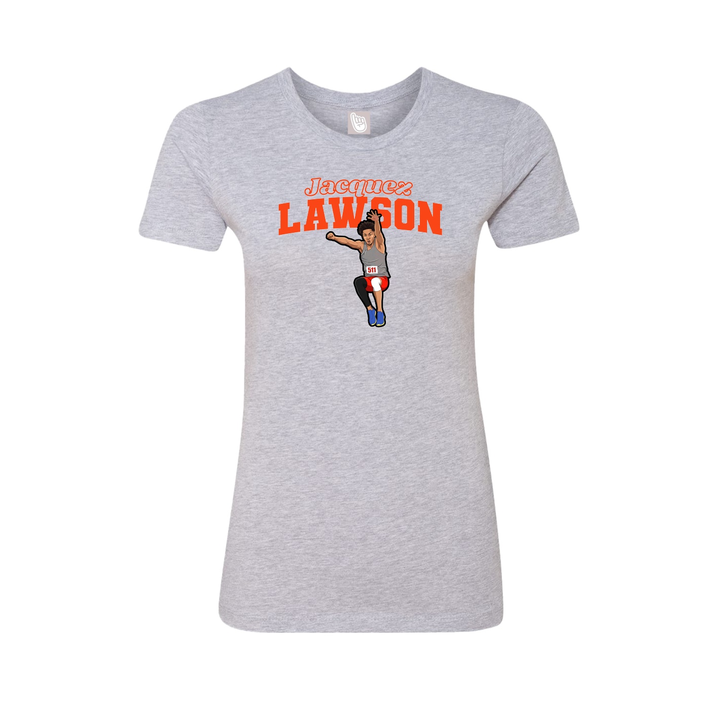 Fitted Women's Tee — Name Arch in Grey
