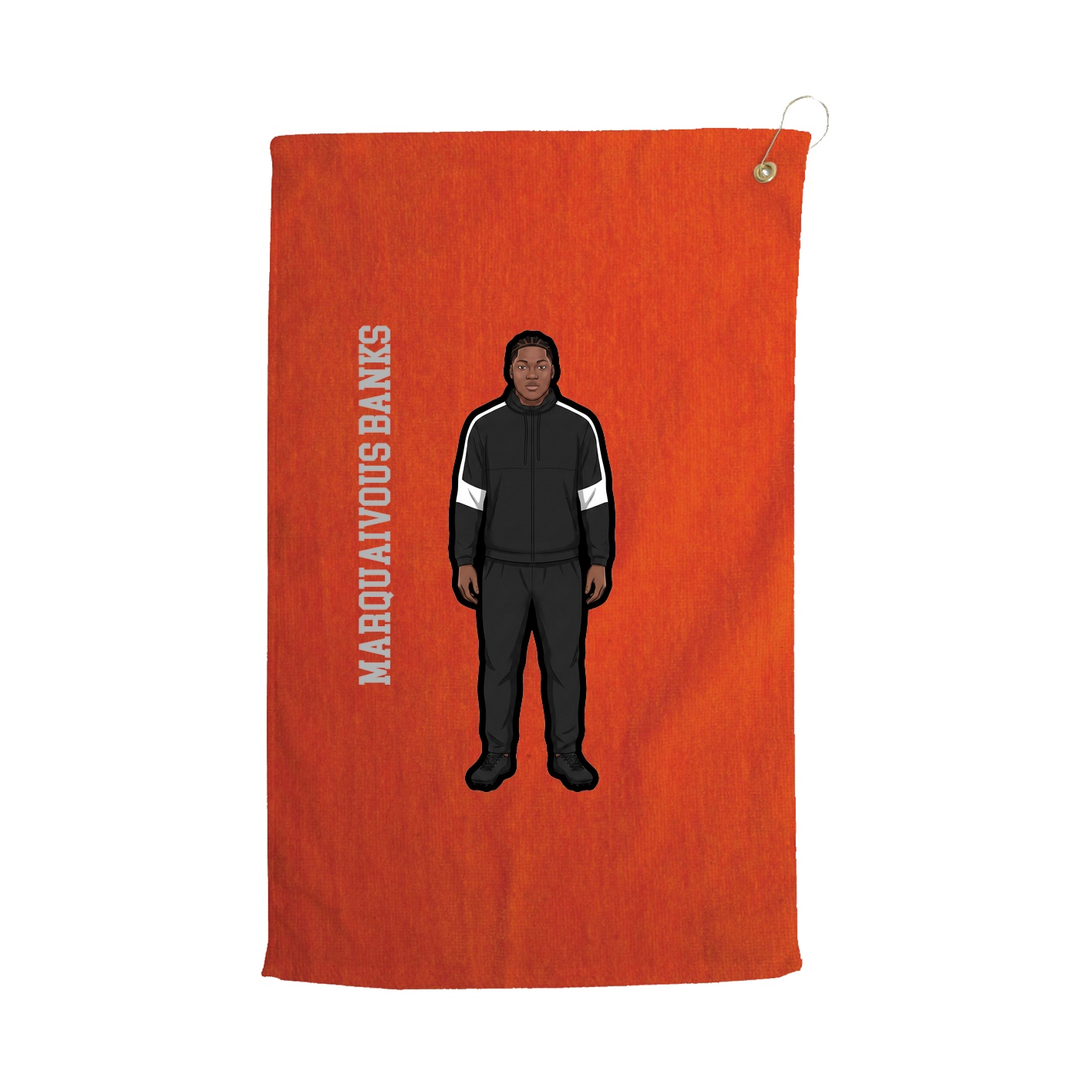 Golf Towel — Name Vertical in Orange