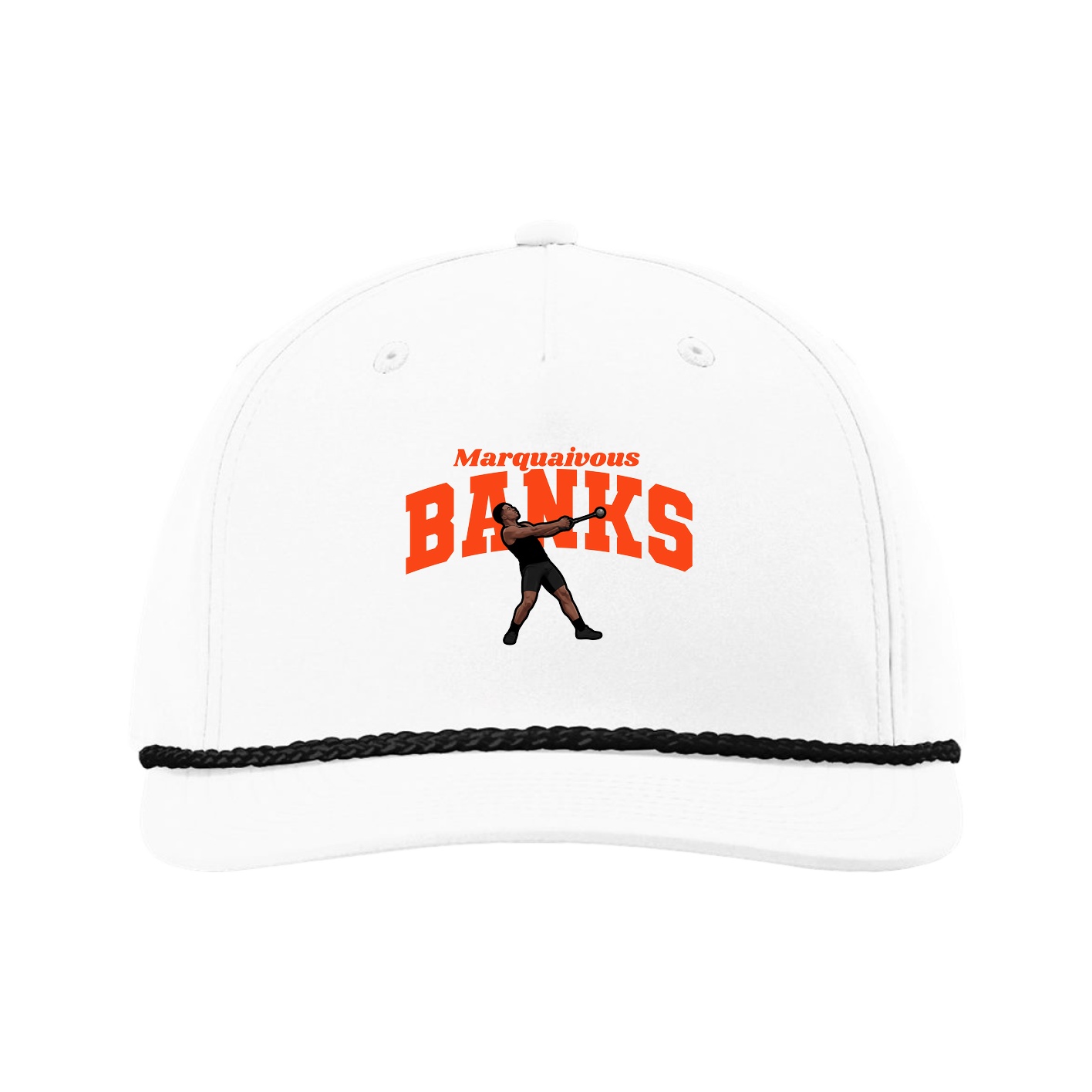 Five-Panel Classic Rope Cap — Signature Arch in White