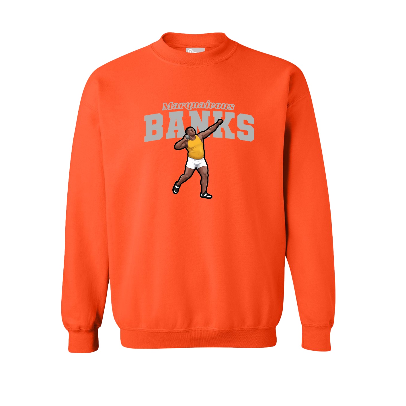 Fleece Crew — Name Arch in Orange