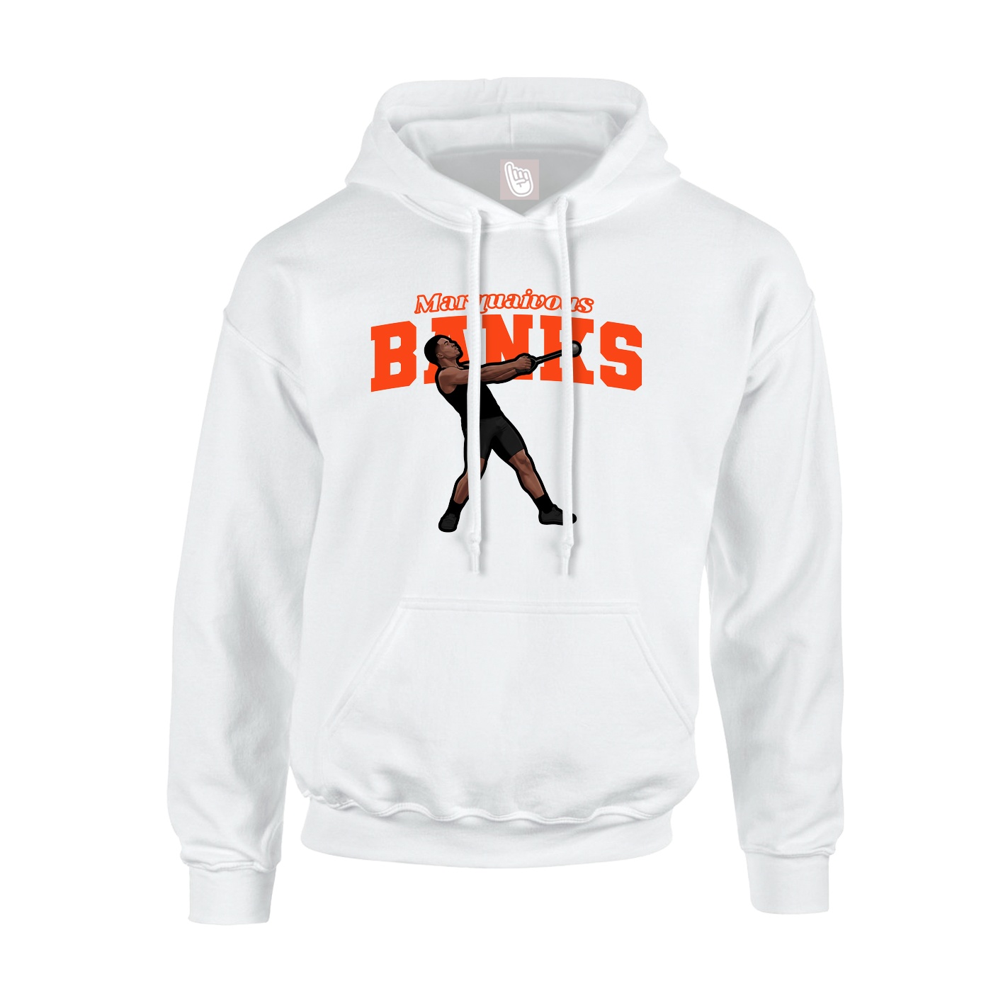Youth Hoodie — Name Arch in White