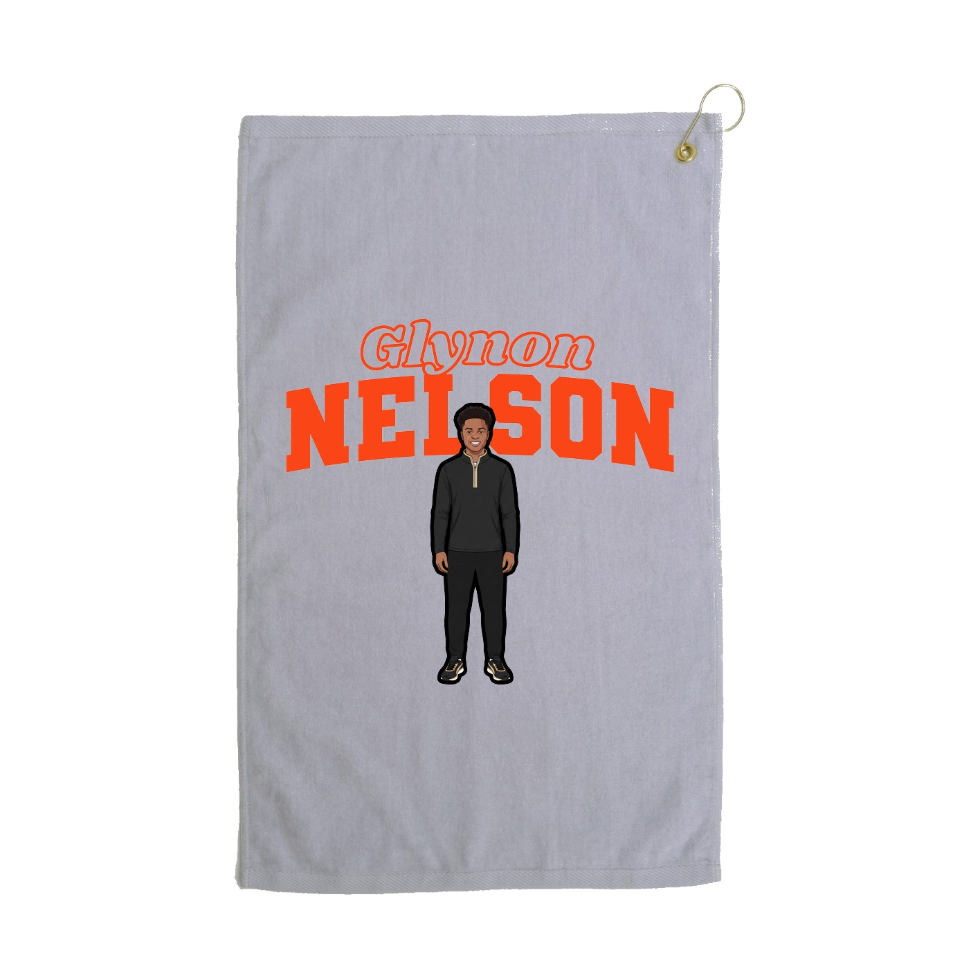 Golf Towel — Name Arch in Grey