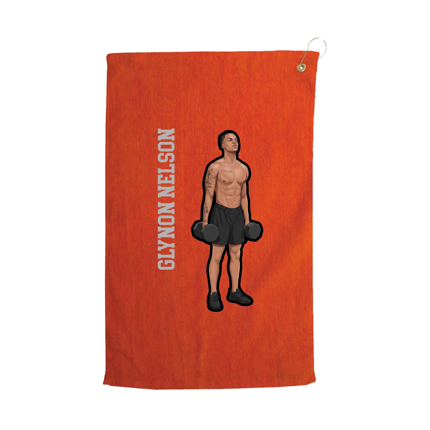 Golf Towel — Name Vertical in Orange