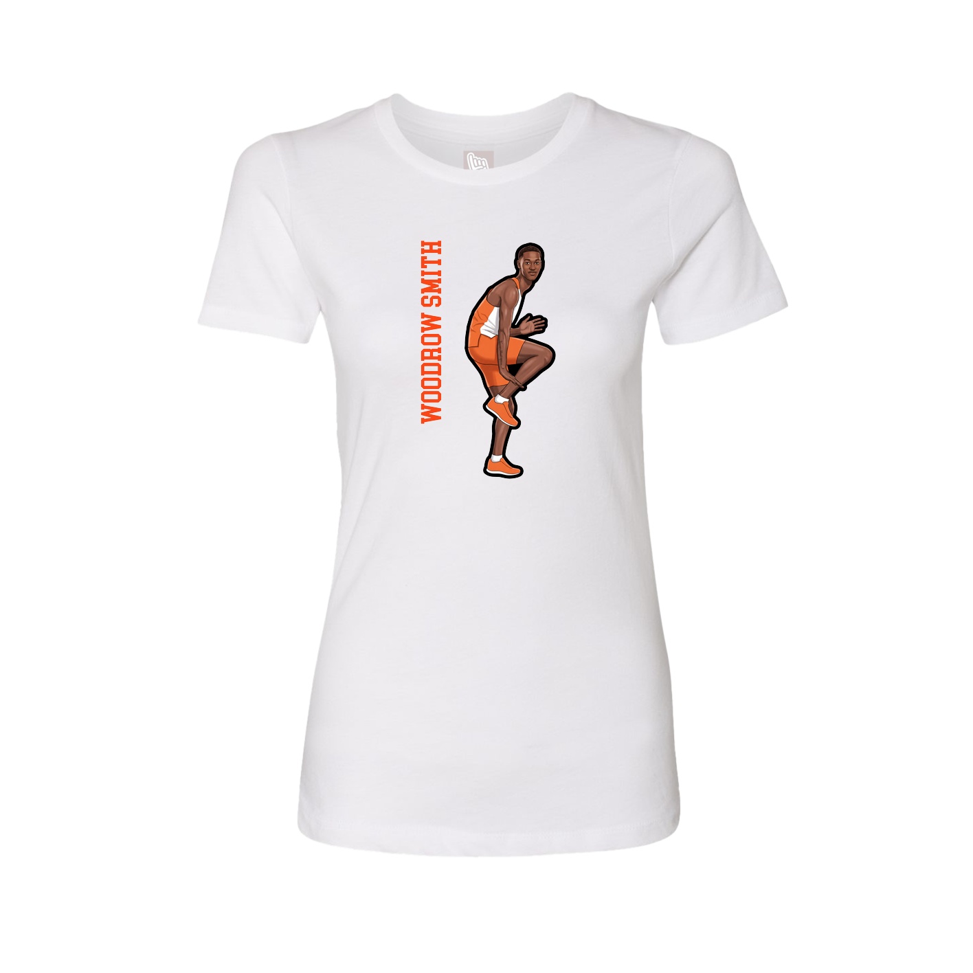 Fitted Women's Tee — Name Vertical in White