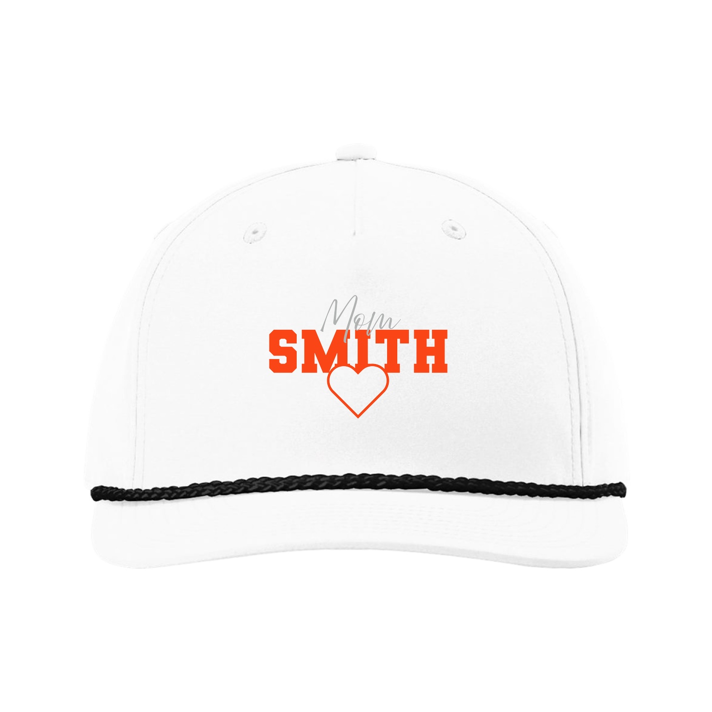 Five-Panel Classic Rope Cap — Mothers Day Heart in White