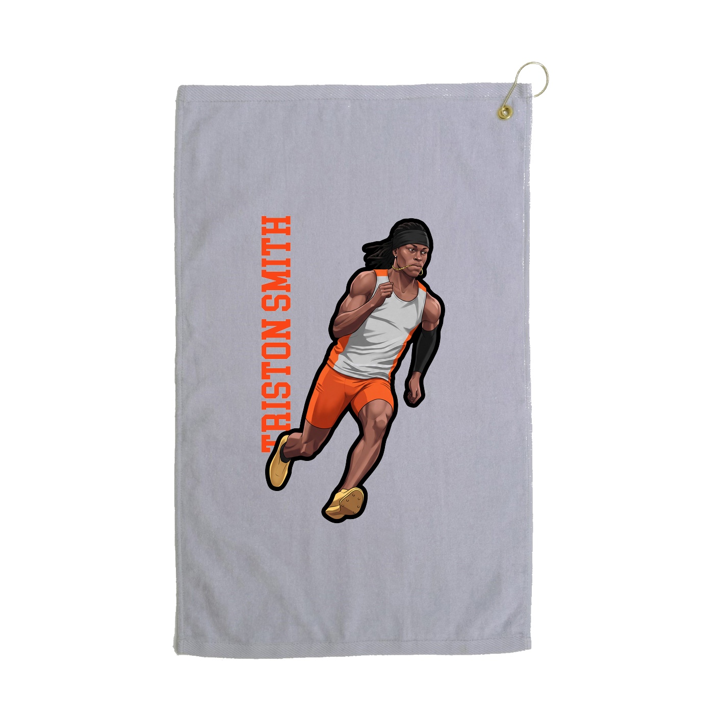 Golf Towel — Name Vertical in Grey
