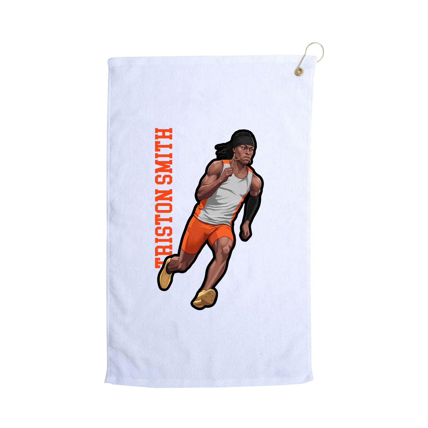 Golf Towel — Name Vertical in White