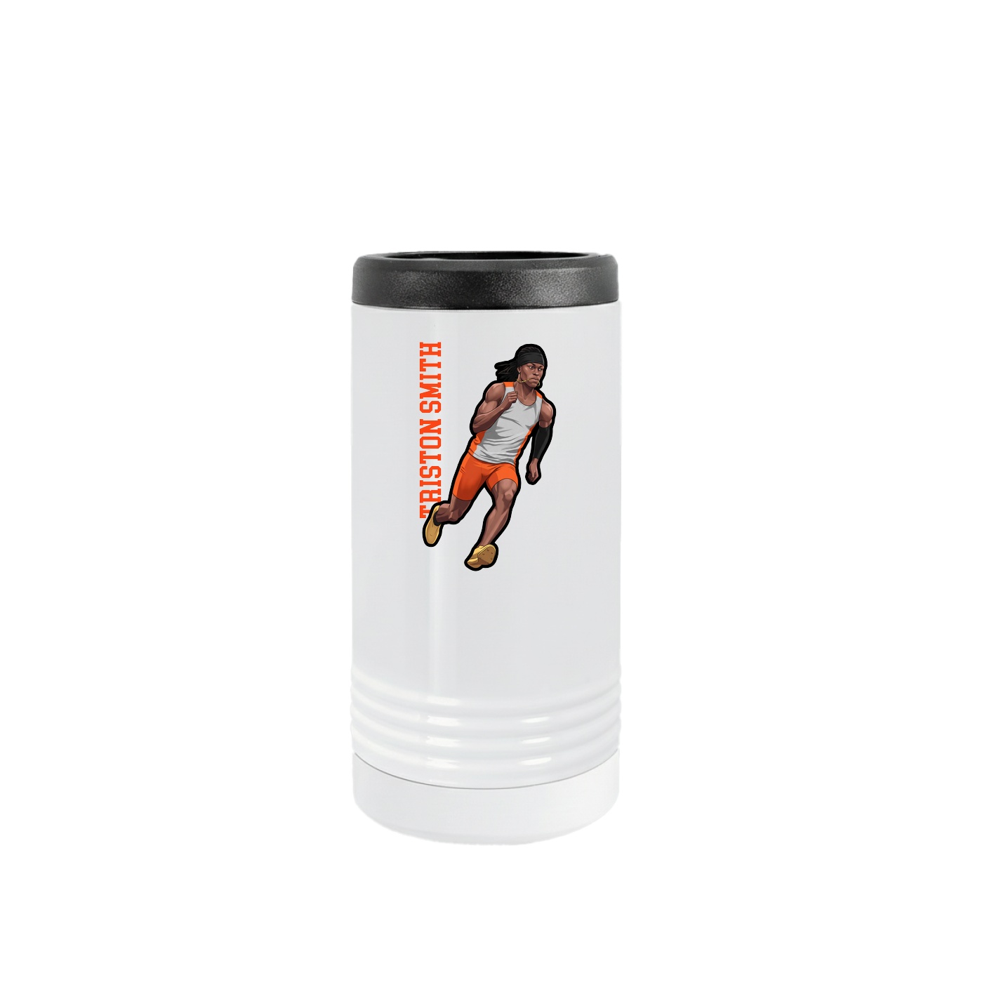 Slim Beverage Holder — Name Vertical in White