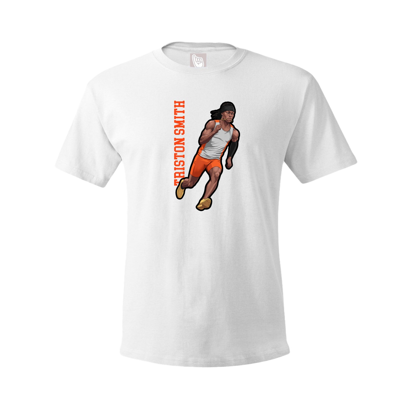 Tee — Name Vertical in White