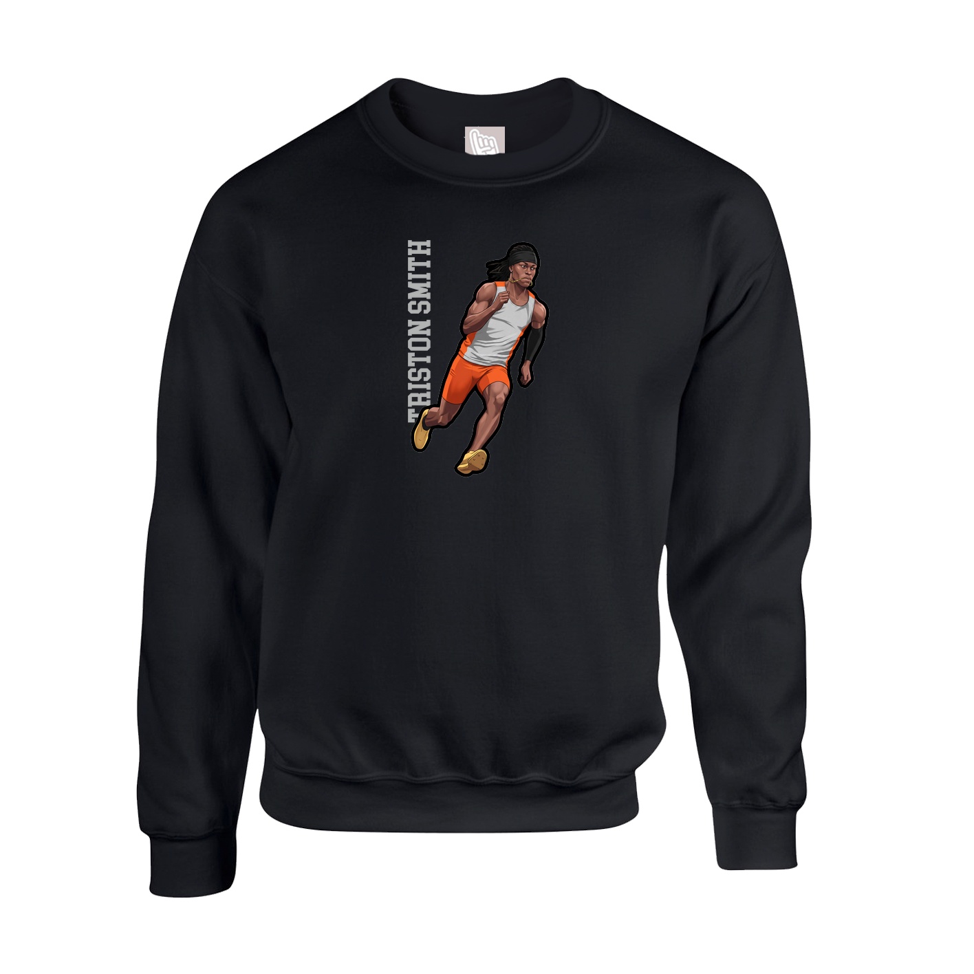 Fleece Crew — Name Vertical in Black