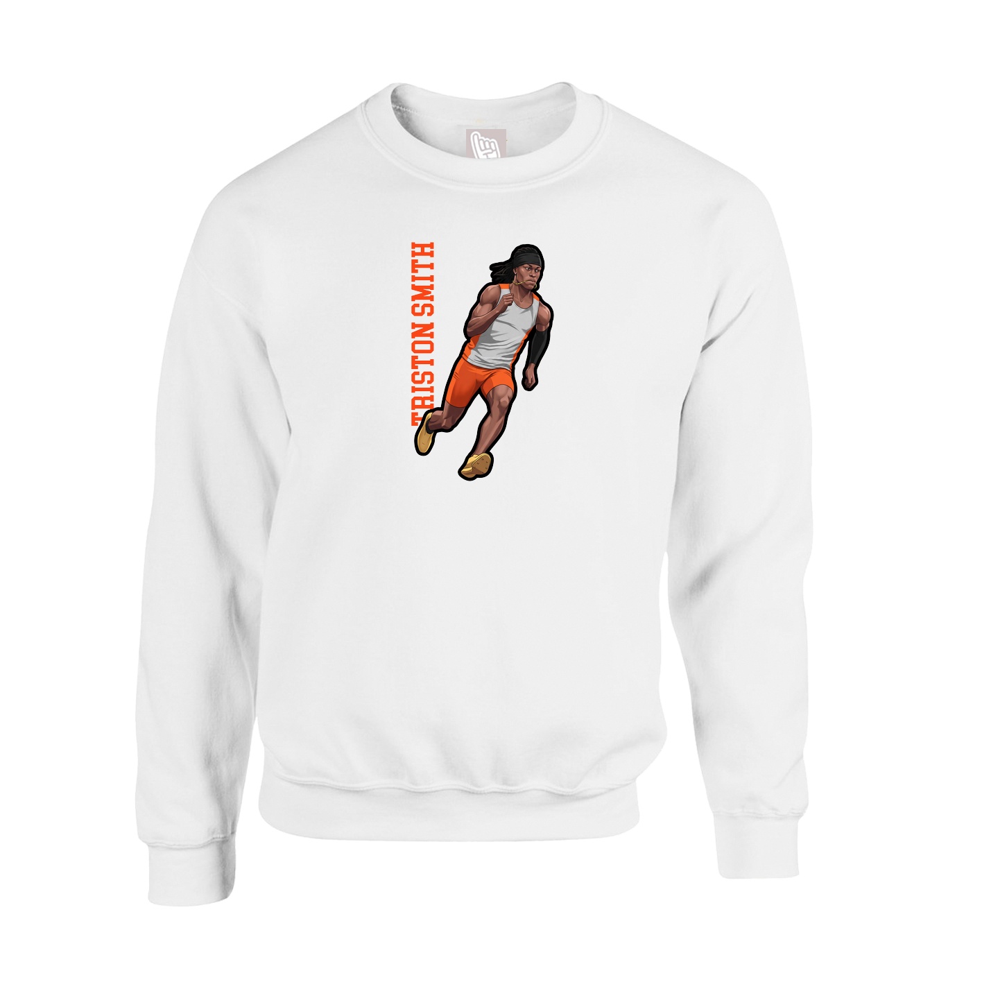 Fleece Crew — Name Vertical in White