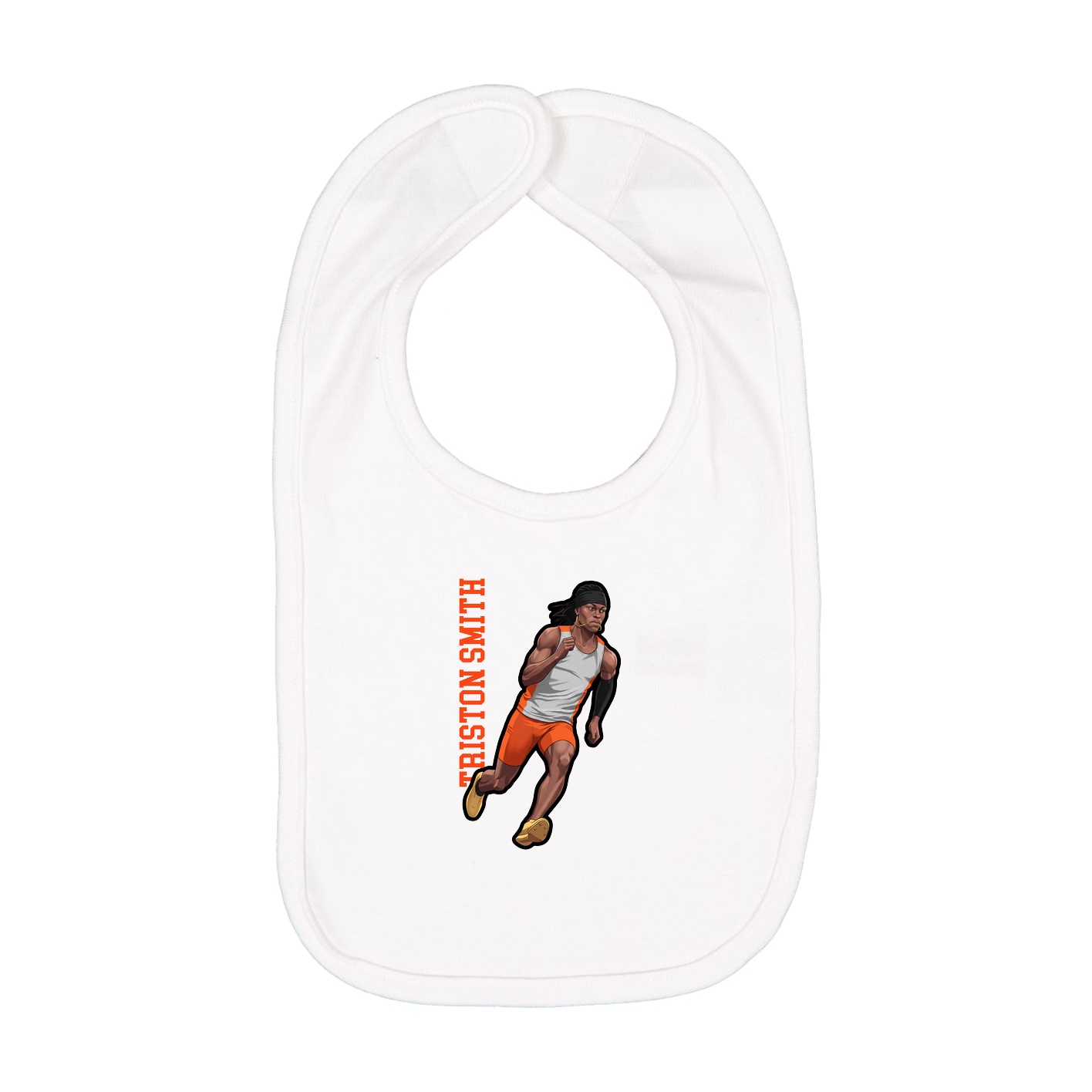 Infant Bib — Name Vertical in White