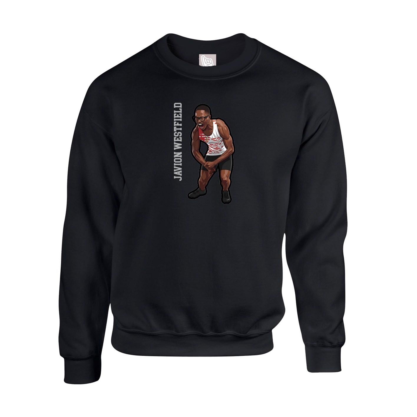 Fleece Crew — Name Vertical in Black