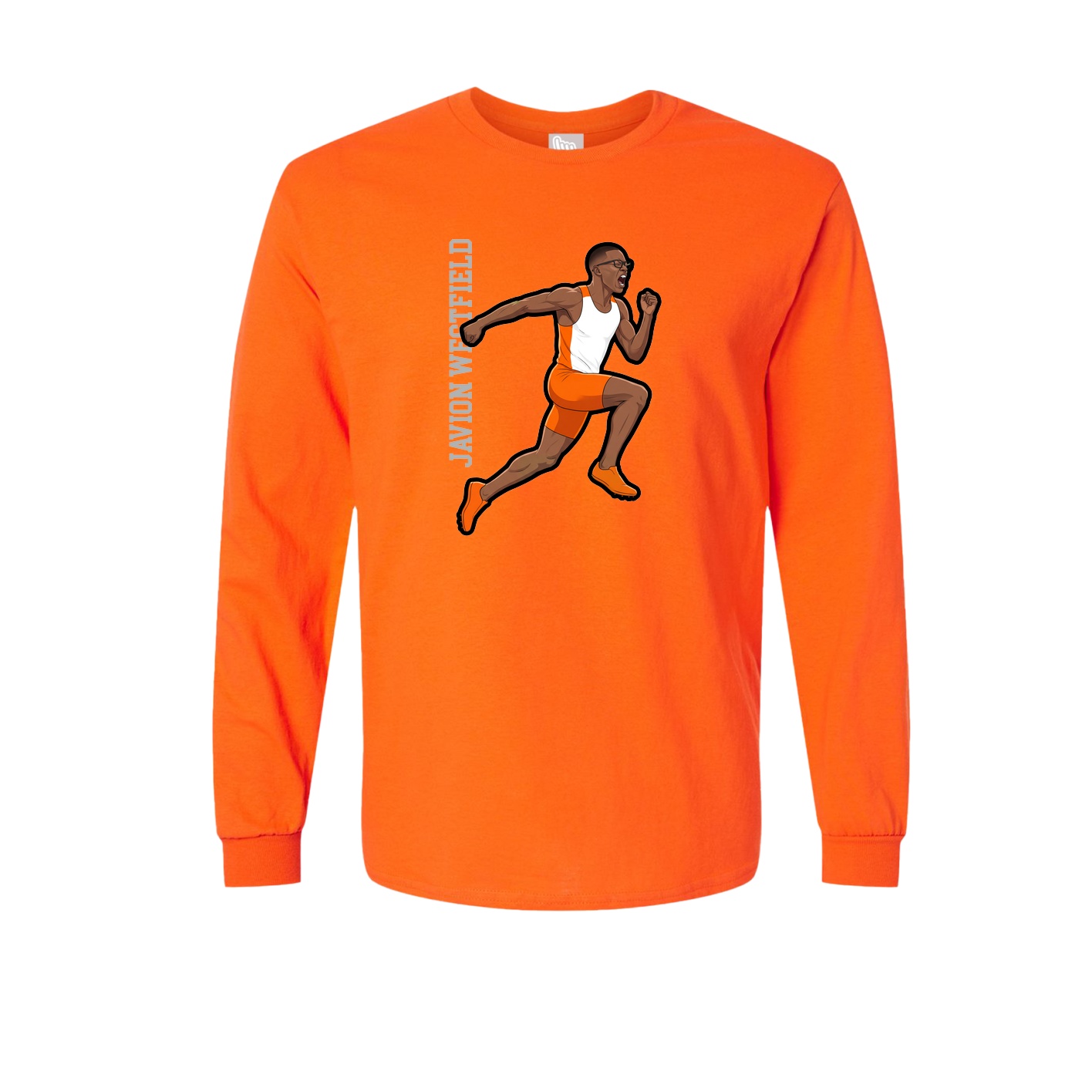 Long Sleeve Tee — Name Vertical in Orange