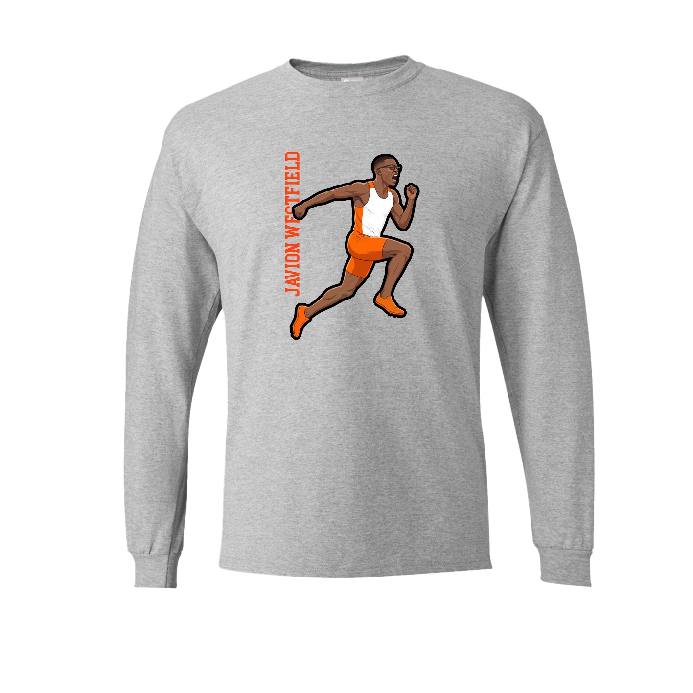 Long Sleeve Tee — Name Vertical in Grey