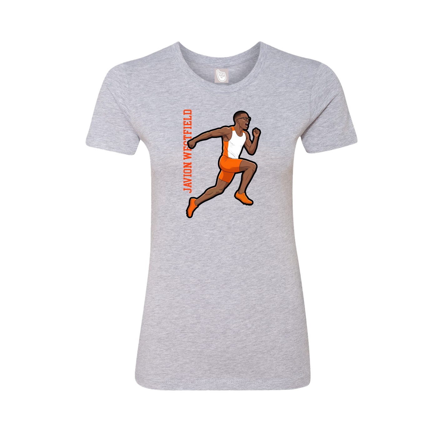 Womens Tee — Name Vertical in Grey