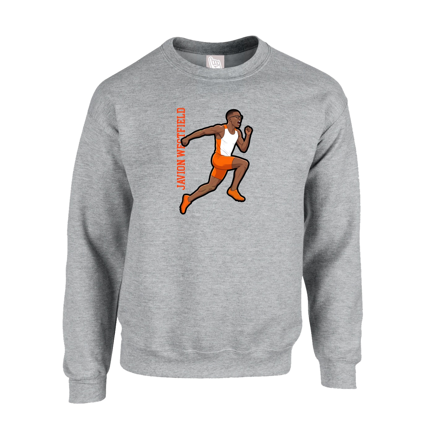 Fleece Crew — Name Vertical in Grey