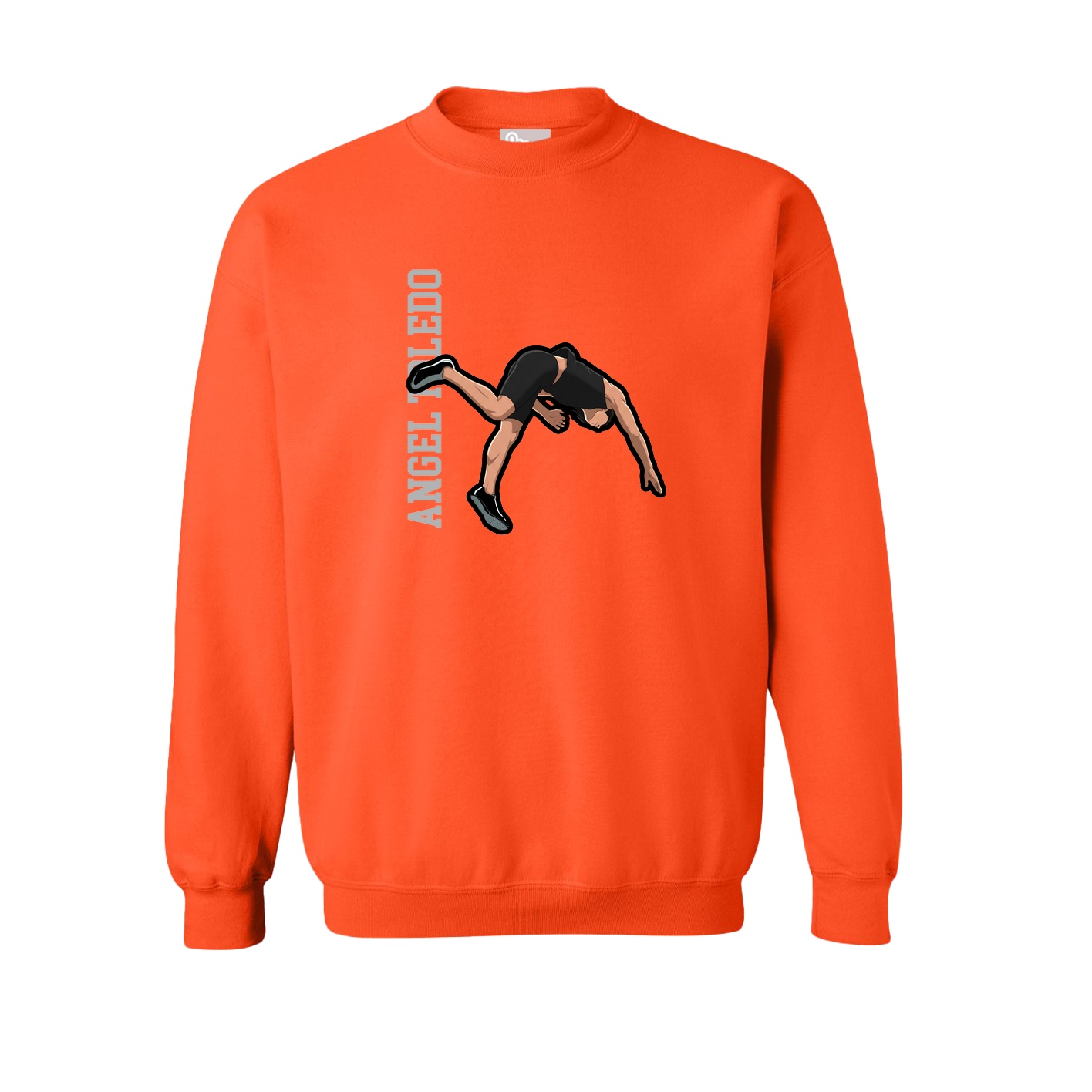 Fleece Crew — Name Vertical in Orange