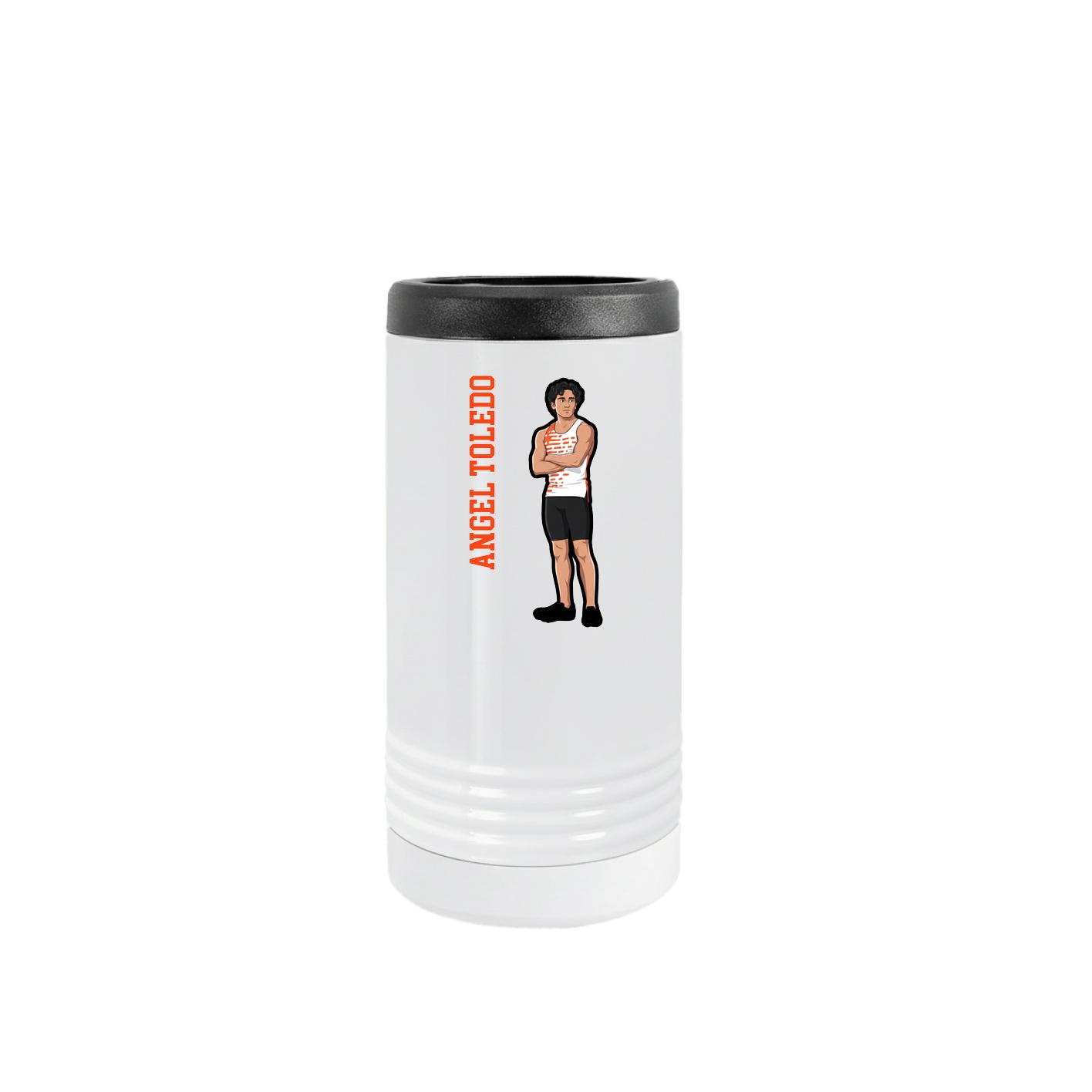 Slim Beverage Holder — Name Vertical in White