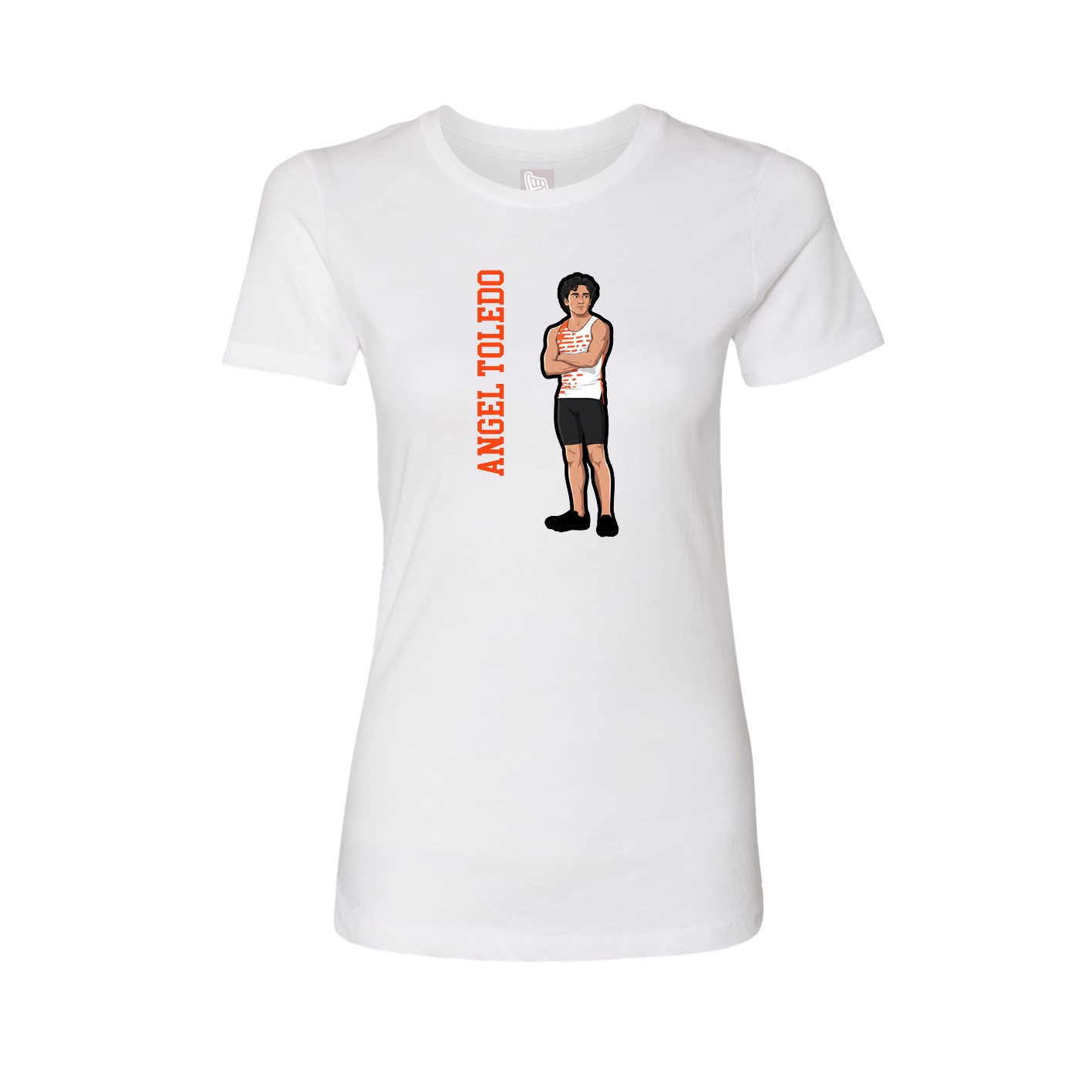 Womens Tee — Name Vertical in White