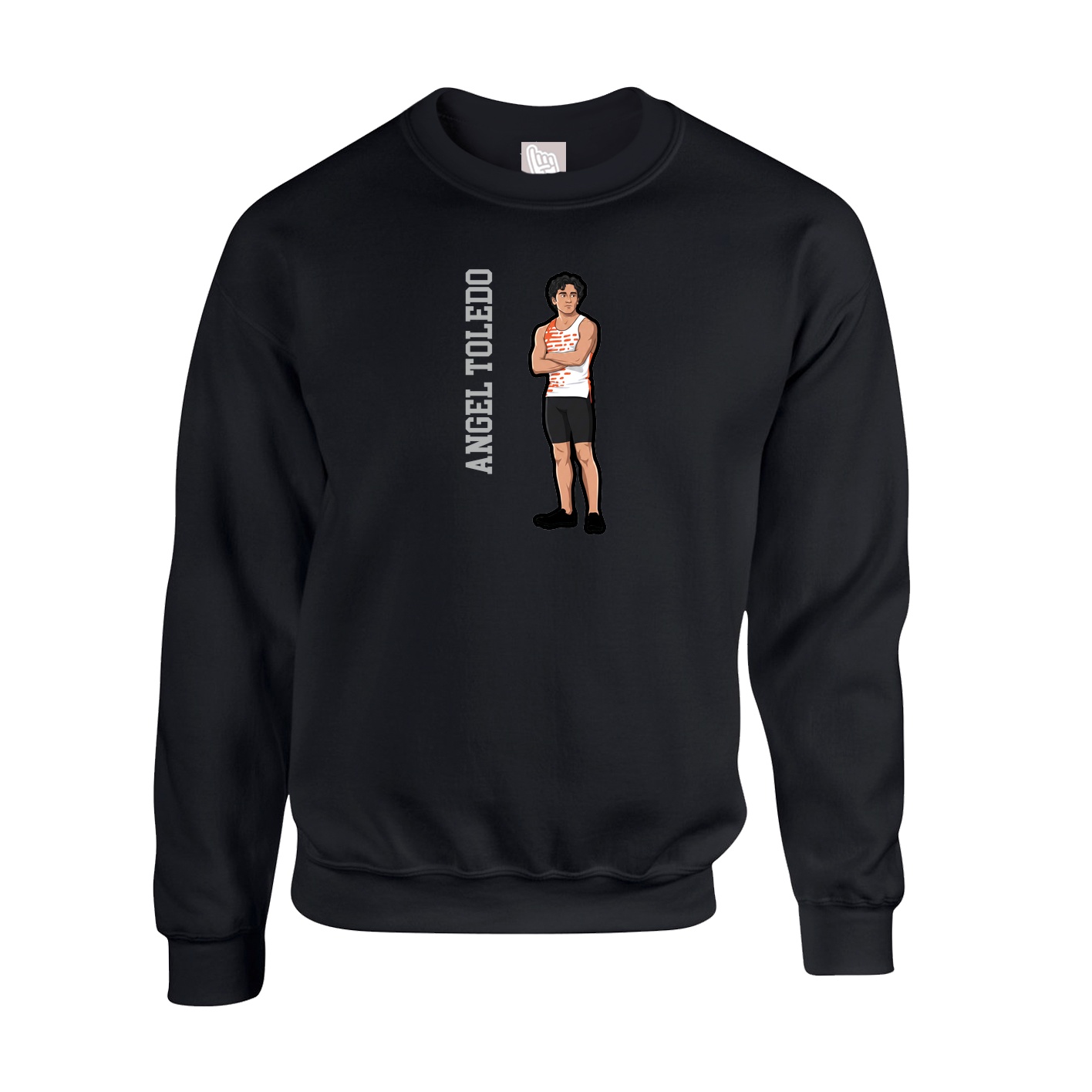 Fleece Crew — Name Vertical in Black