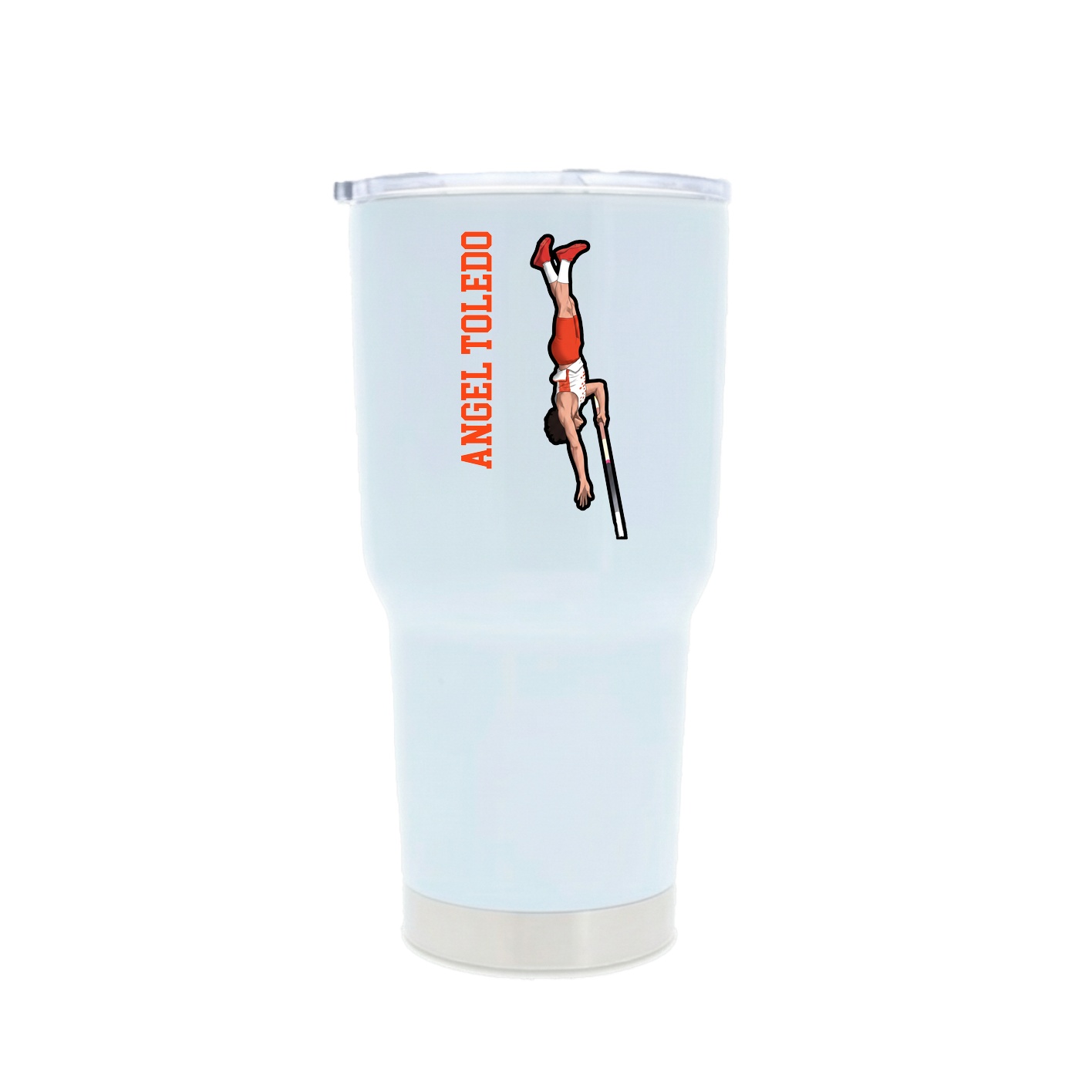 30oz Stainless Steel Tumbler — Name Vertical in White