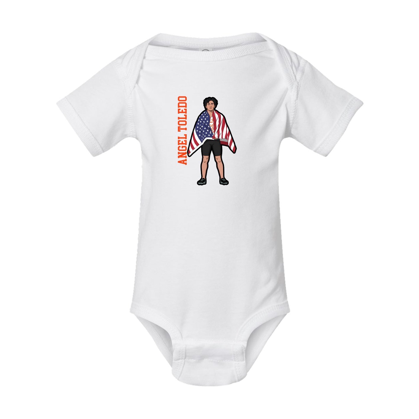 Baby Onesie — Name Vertical in White