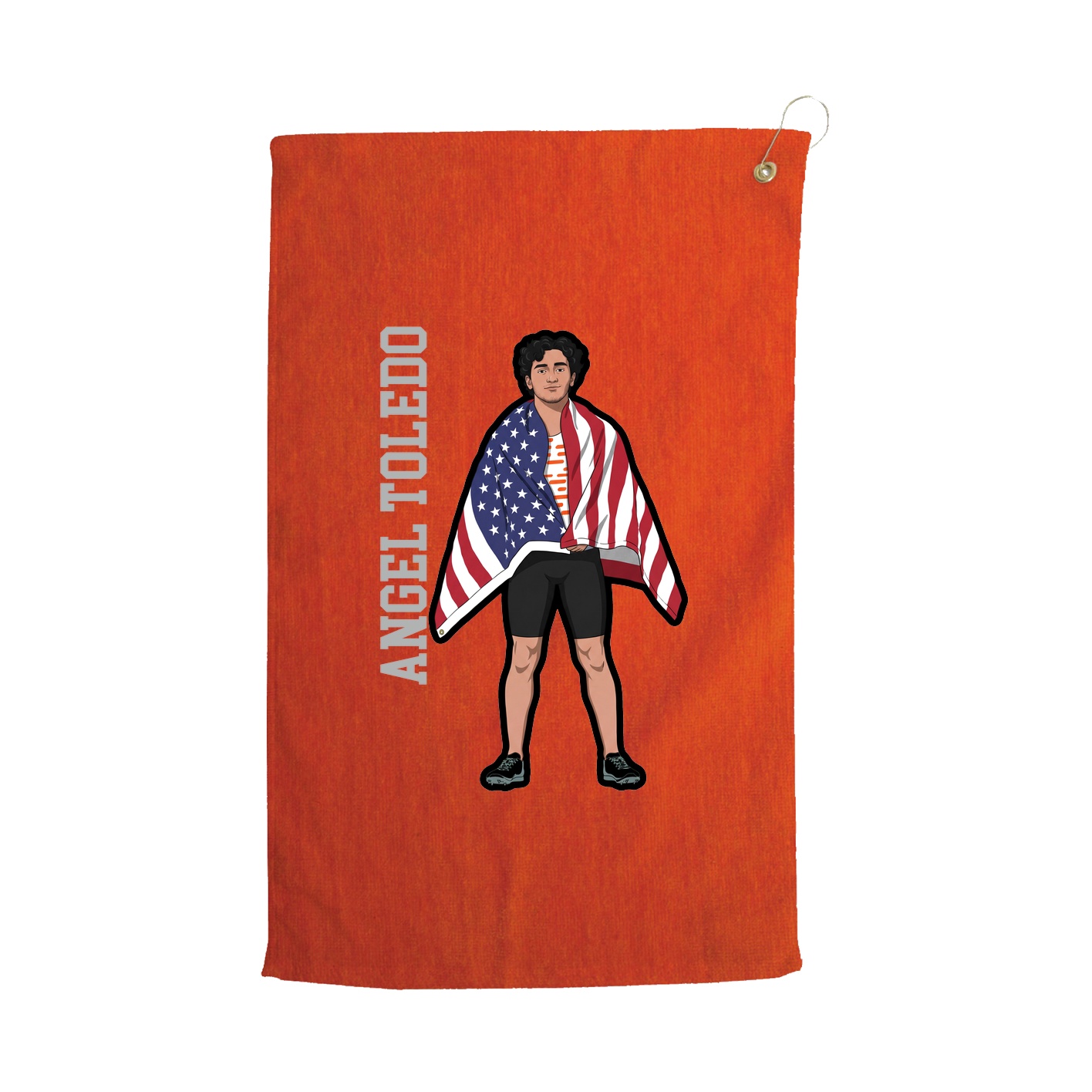 Golf Towel — Name Vertical in Orange
