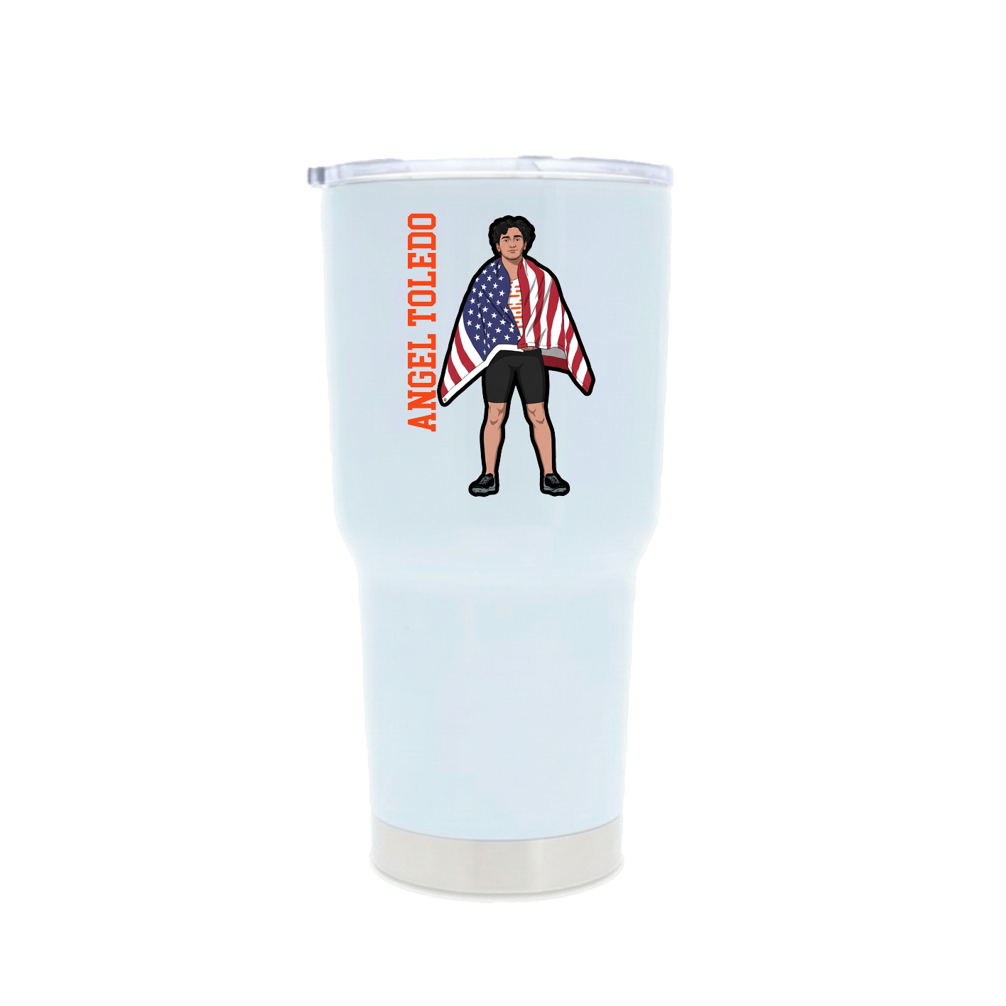 30oz Stainless Steel Tumbler — Name Vertical in White