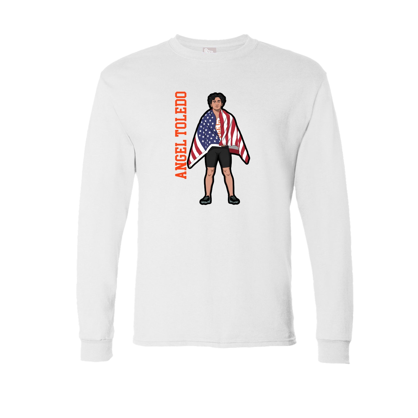 Long Sleeve Tee — Name Vertical in White