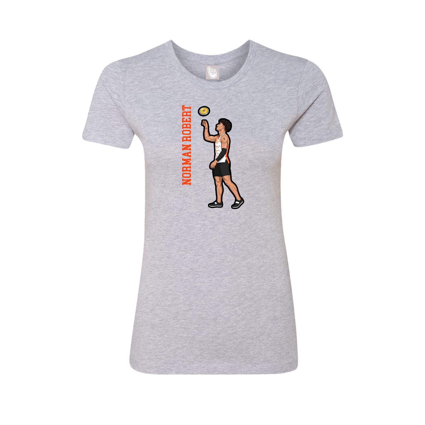 Fitted Women's Tee — Name Vertical in Grey