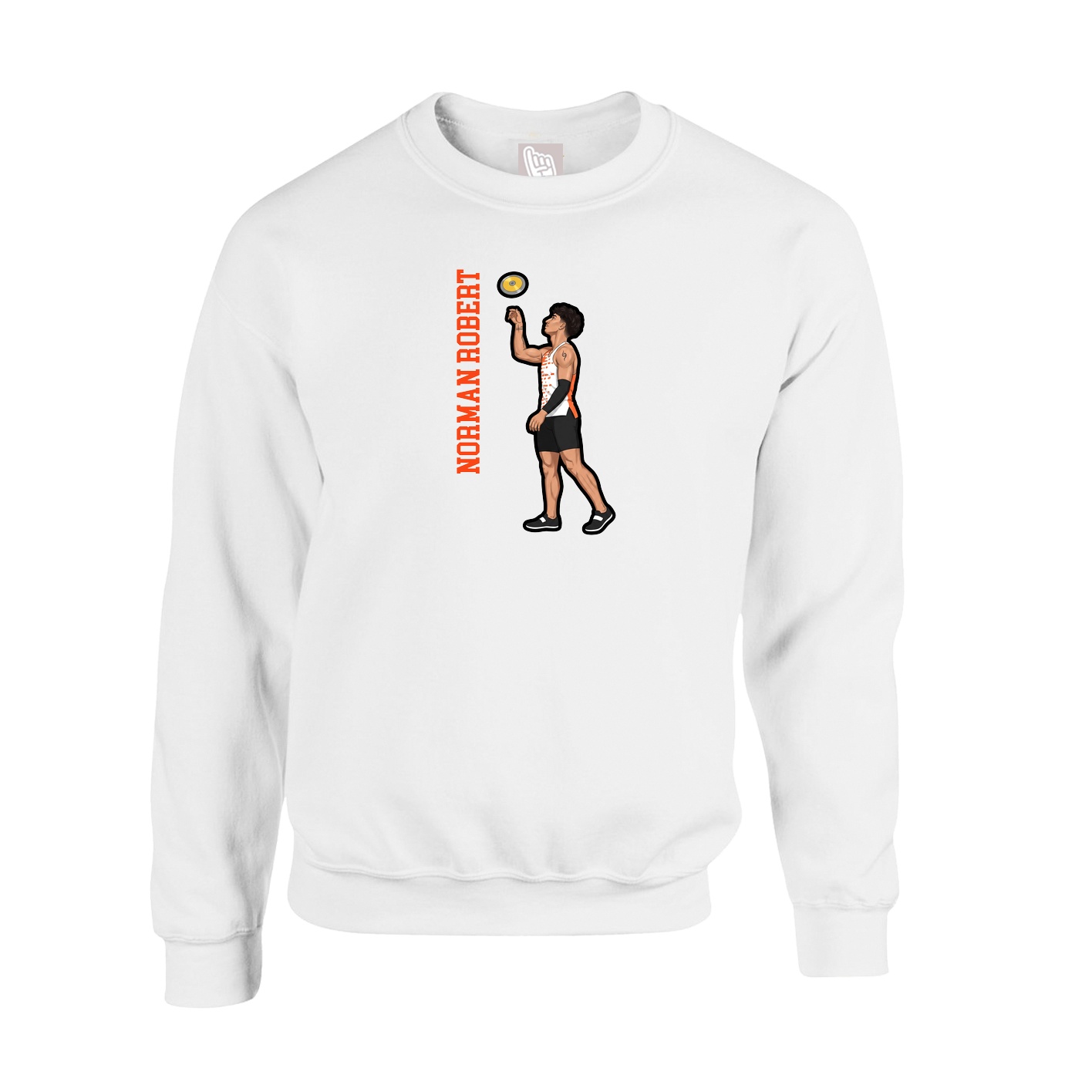 Fleece Crew — Name Vertical in White