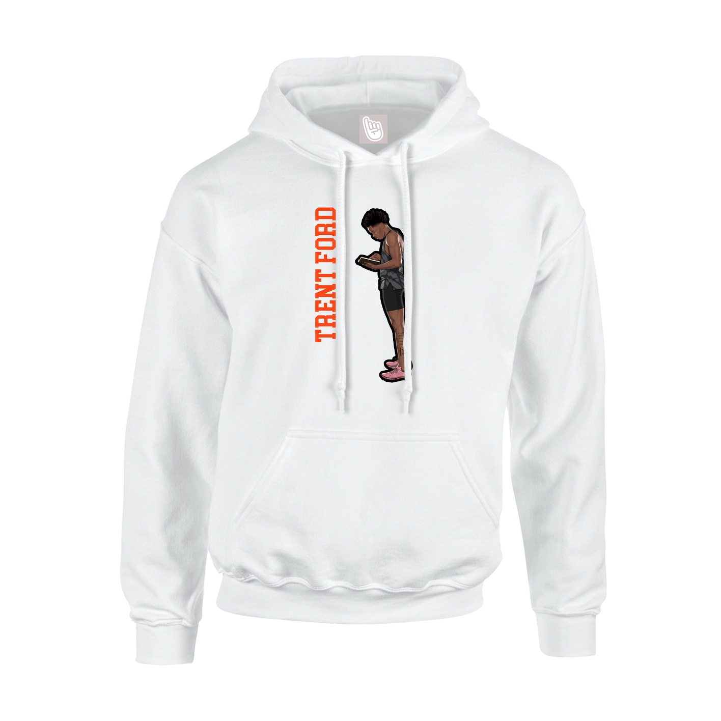 Youth Hoodie — Name Vertical in White