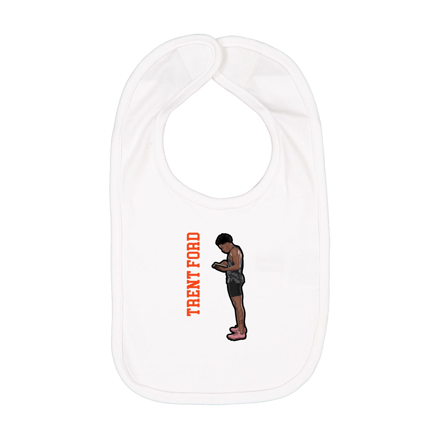 Infant Bib — Name Vertical in White