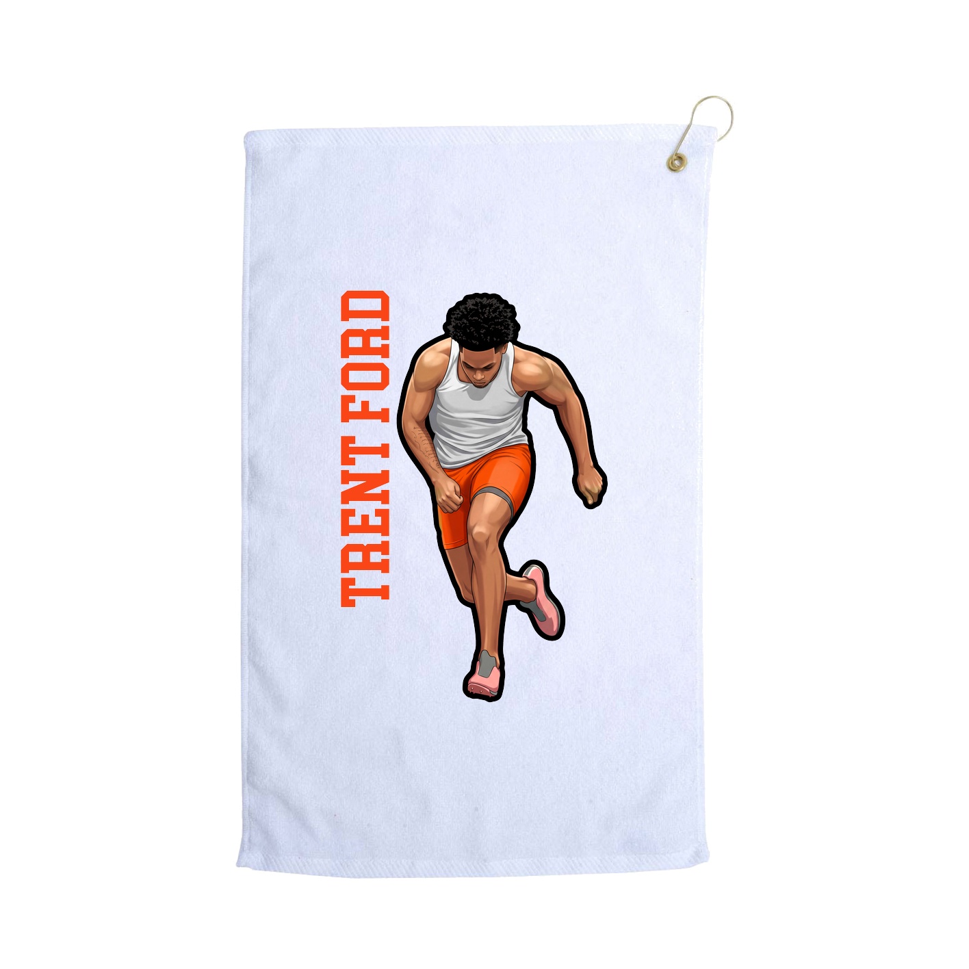 Golf Towel — Name Vertical in White