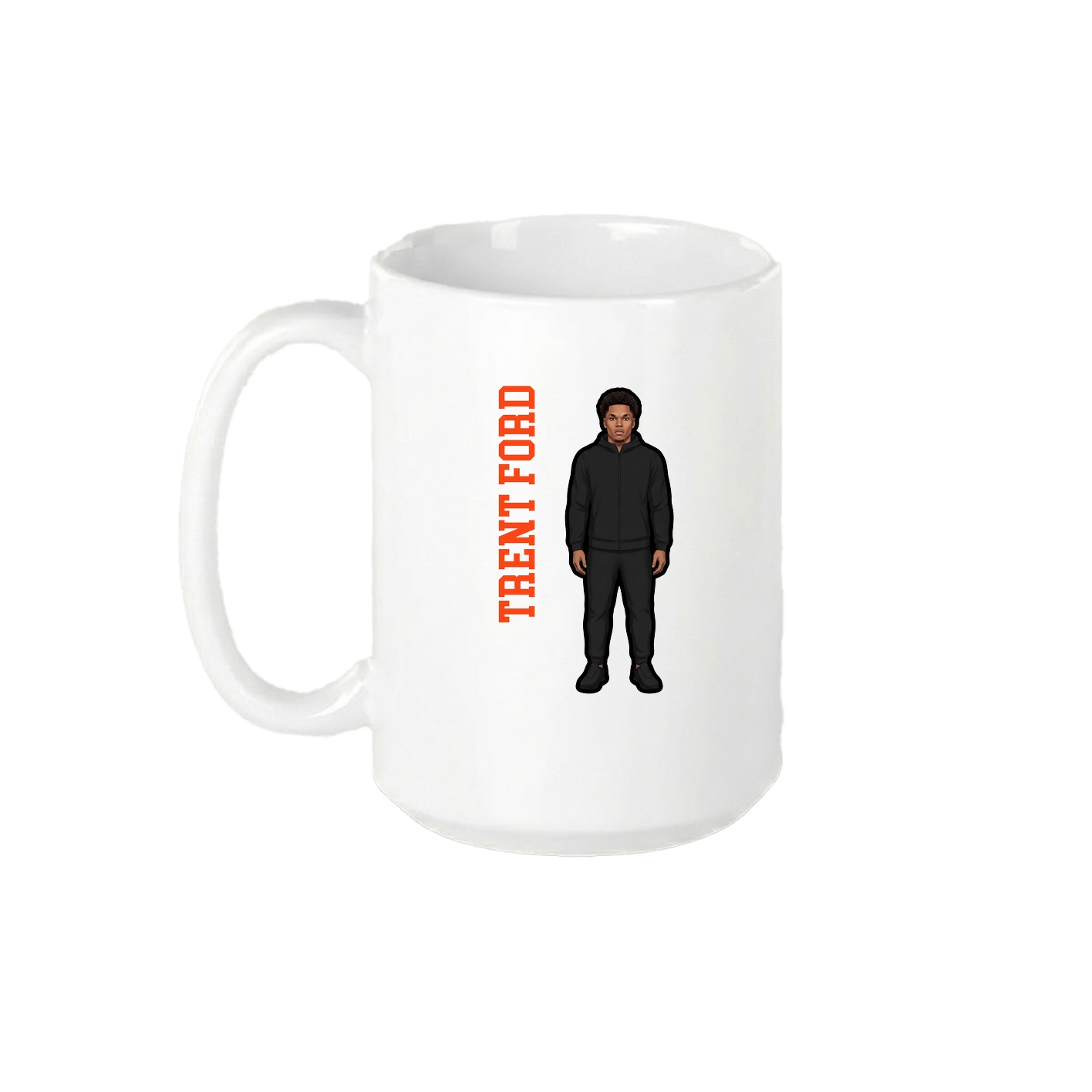 15oz Coffee Mug — Name Vertical in White