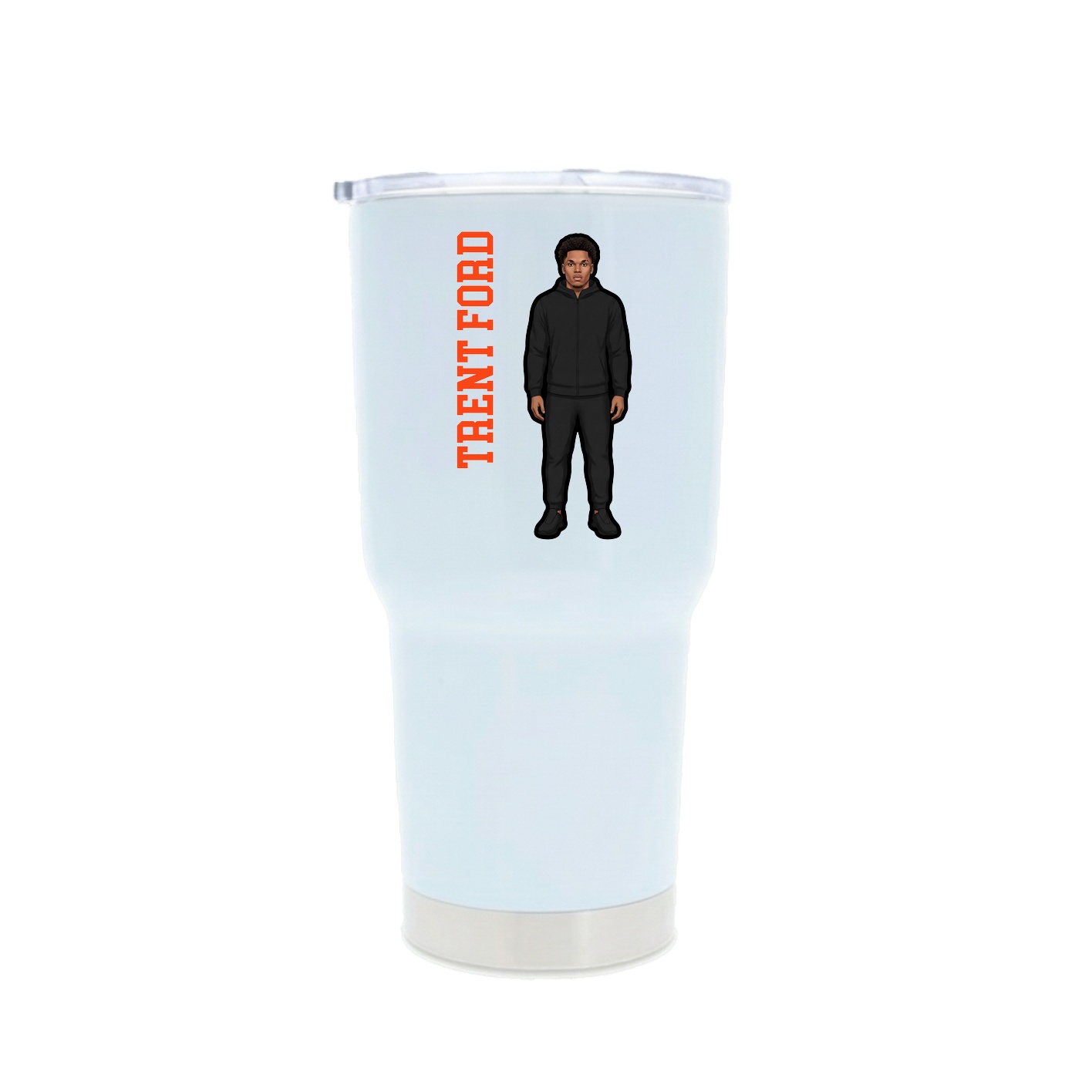 30oz Stainless Steel Tumbler — Name Vertical in White