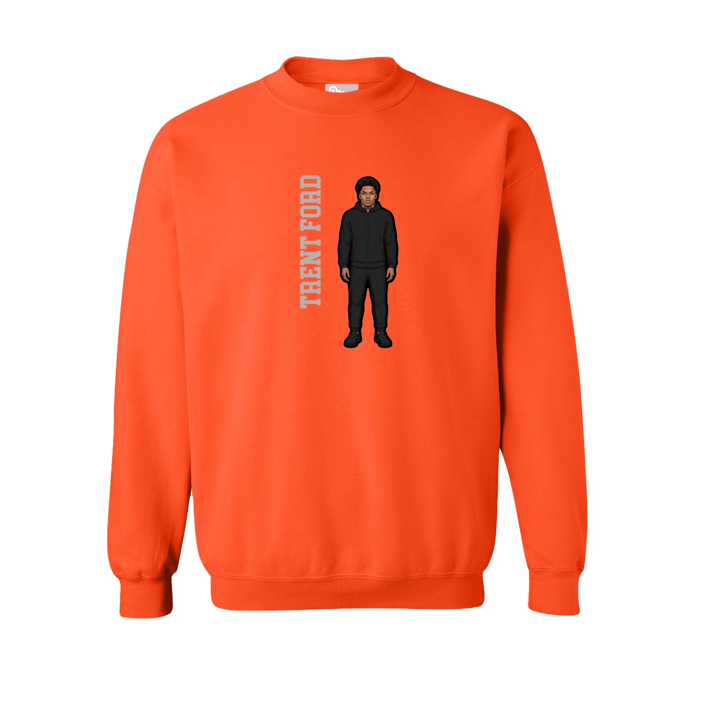 Fleece Crew — Name Vertical in Orange