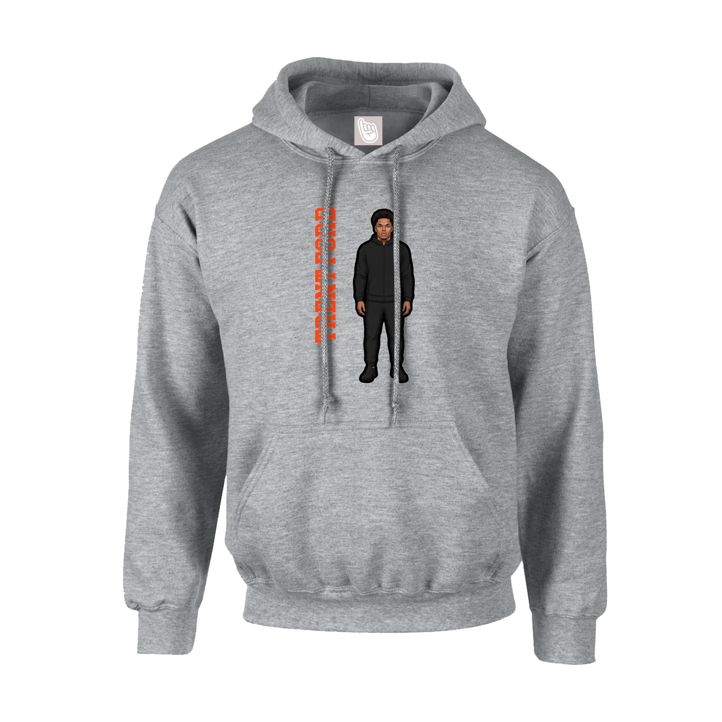 Youth Hoodie — Name Vertical in Grey